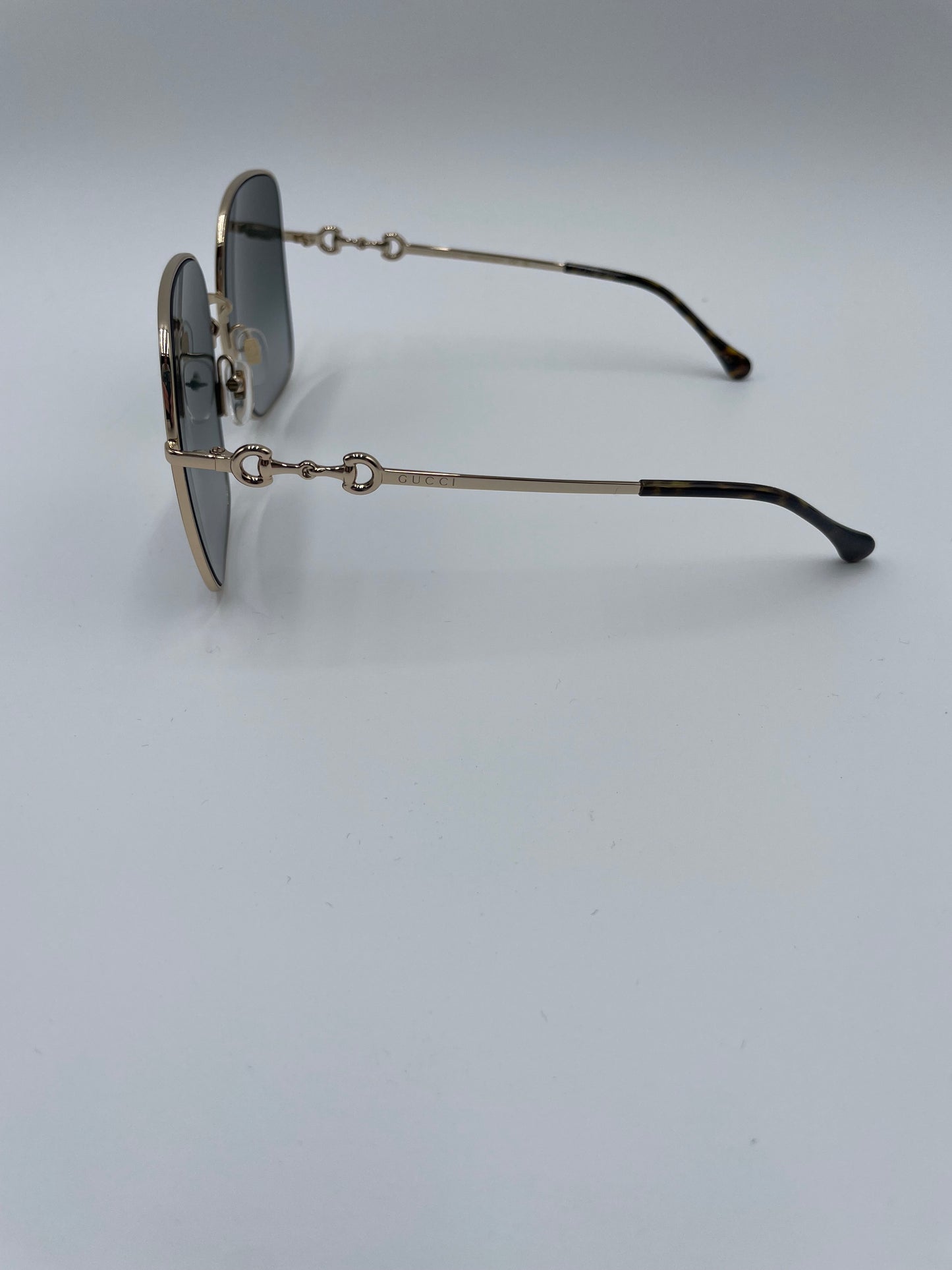 Gucci Square Frame Horsebit Sunglasses, Metal frame gold
