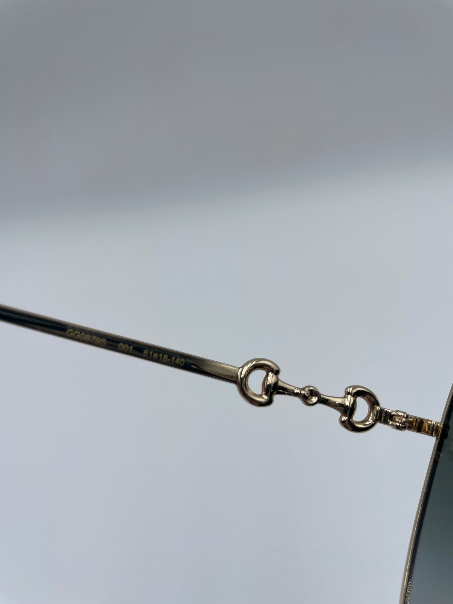 Gucci Square Frame Horsebit Sunglasses, Metal frame gold