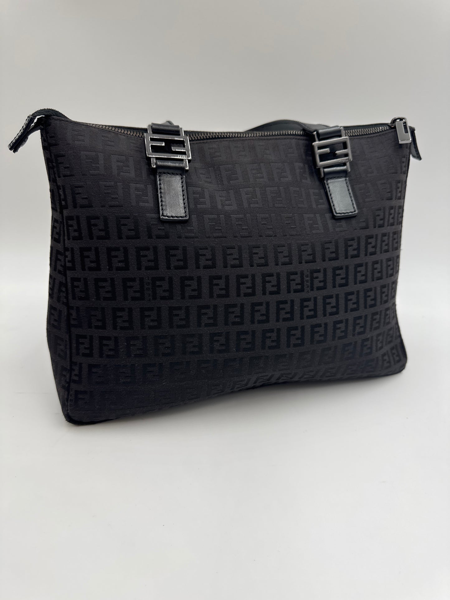 FENDI Canvas Zucchino Totebag , Black