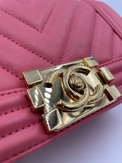 Chanel Chevron Boy Bag, Pink