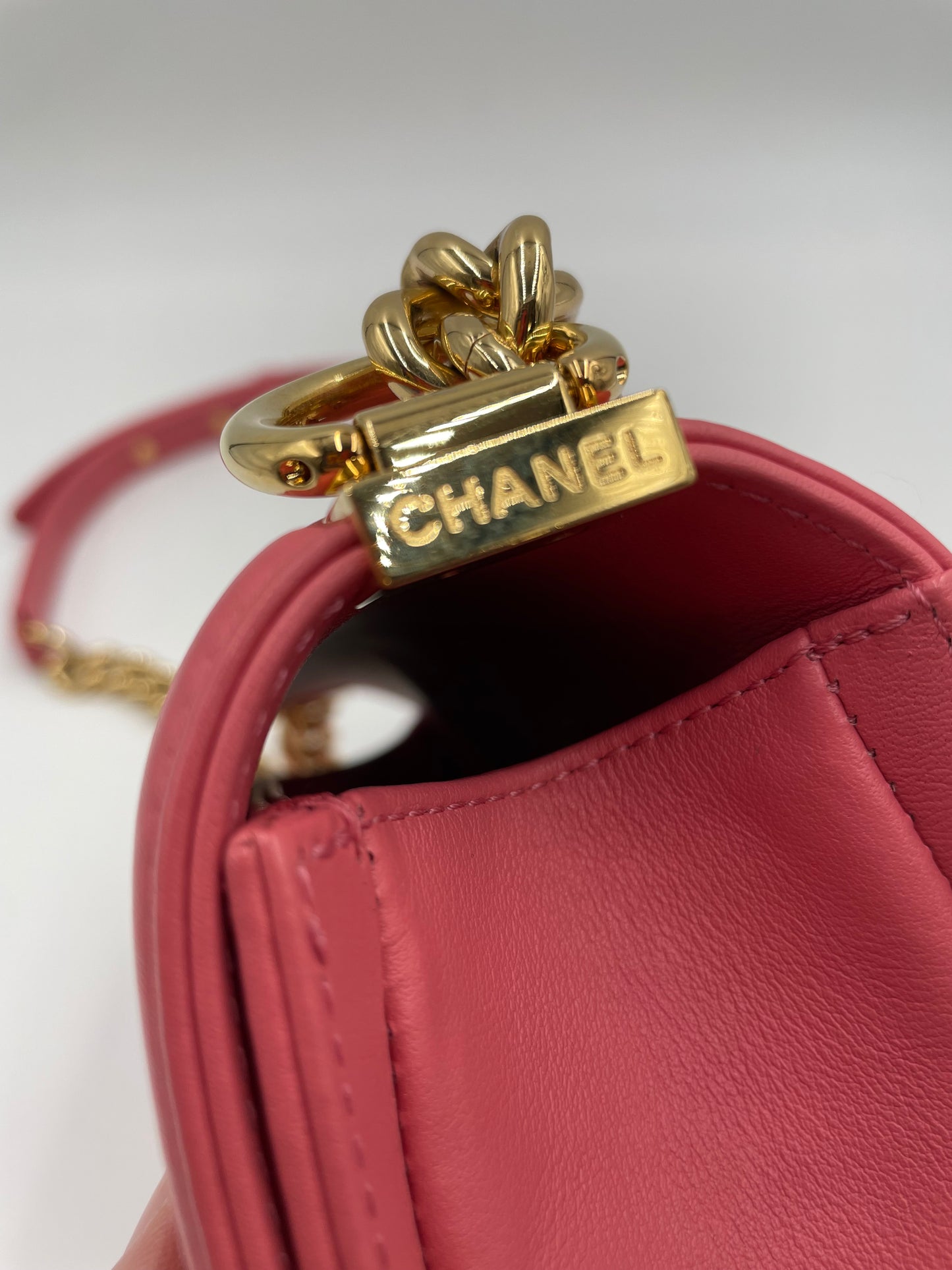 Chanel Chevron Boy Bag, Pink