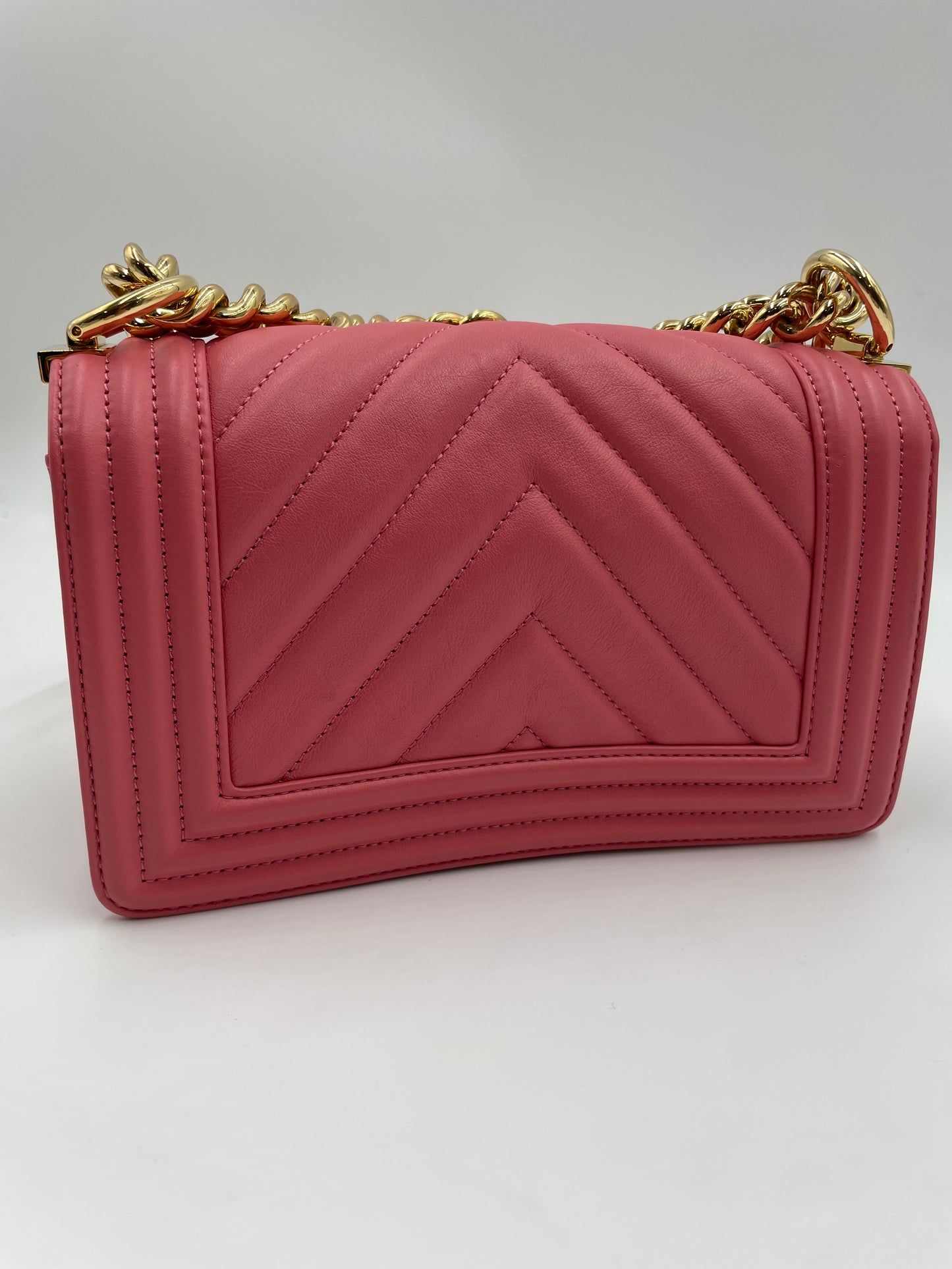 Chanel Chevron Boy Bag, Pink