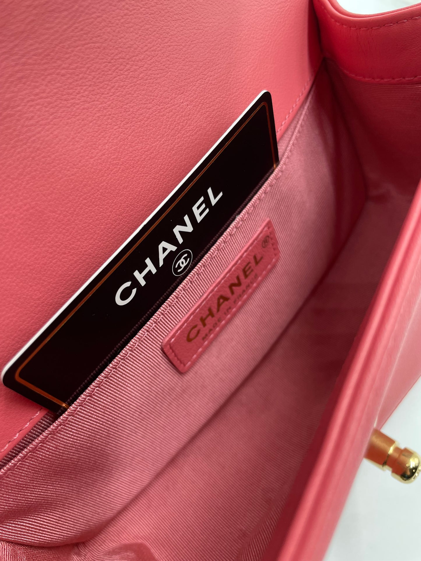 Chanel Chevron Boy Bag, Pink