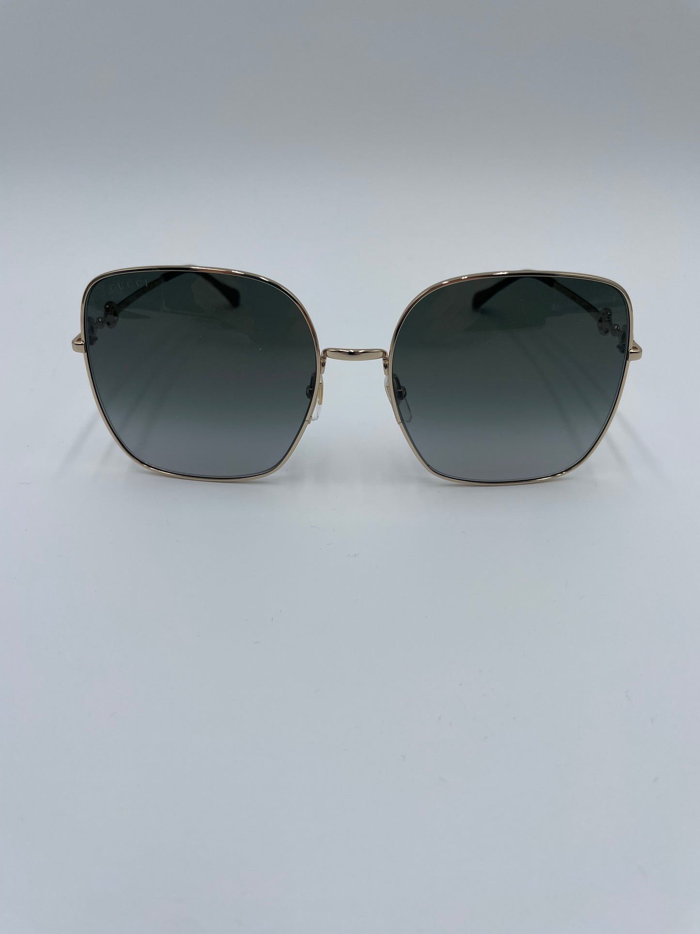 Gucci Square Frame Horsebit Sunglasses, Metal frame gold
