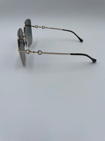 Gucci Square Frame Horsebit Sunglasses, Metal frame gold
