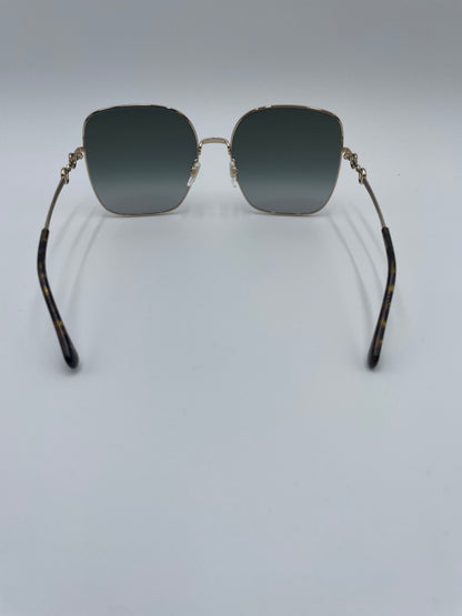 Gucci Square Frame Horsebit Sunglasses, Metal frame gold