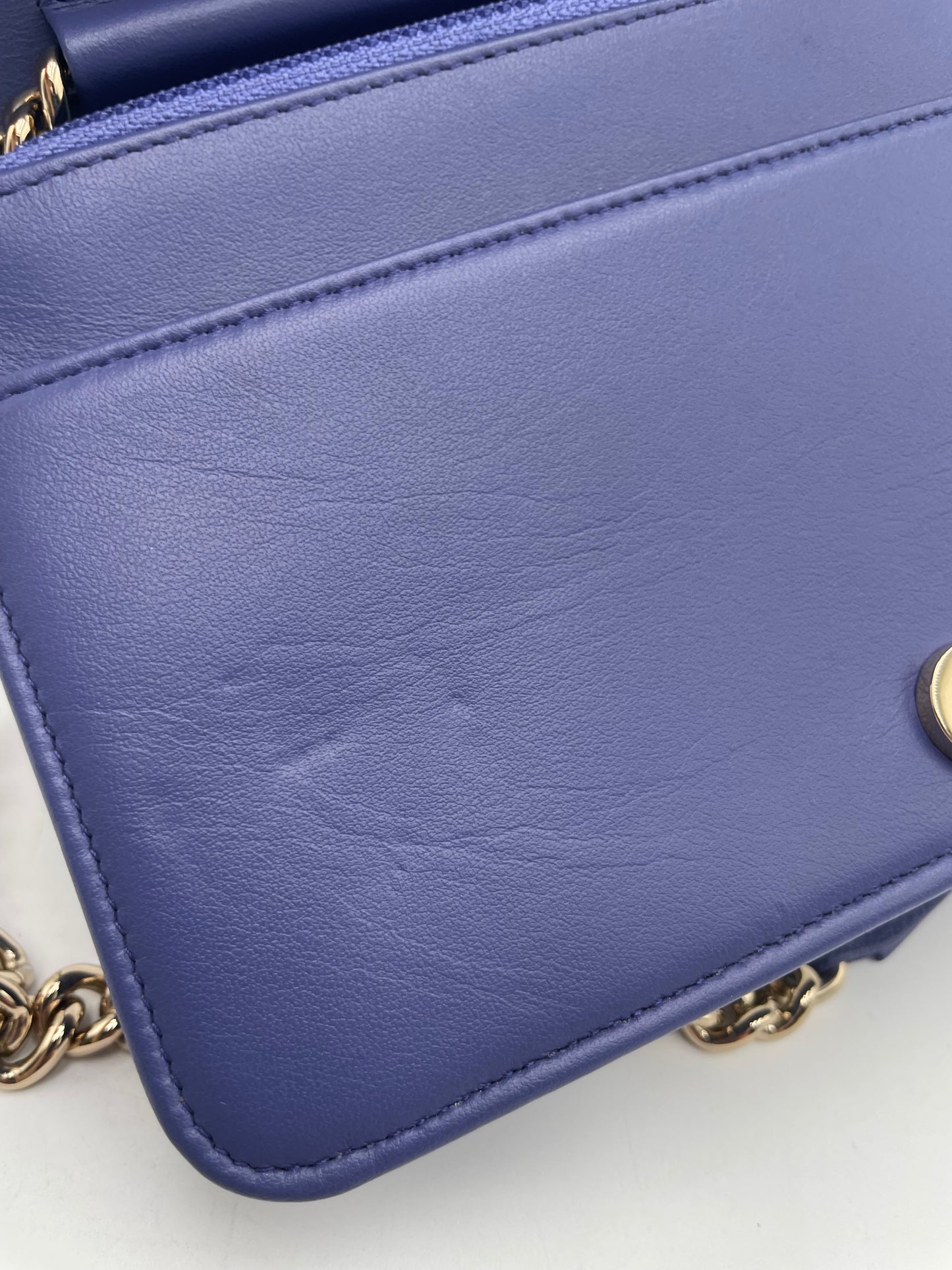 Chanel Caviar Le Boy Wallet on Chain, Blue