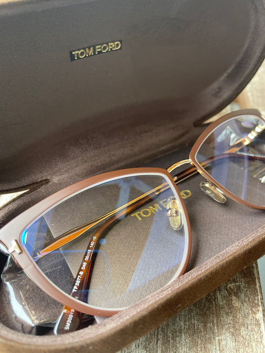 Tom Ford Blue Block Glasses, Matte Brown Frame
