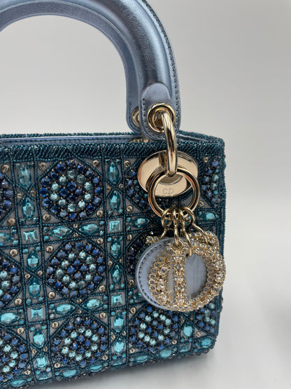 Rare Mini Lady Dior Beaded, blue