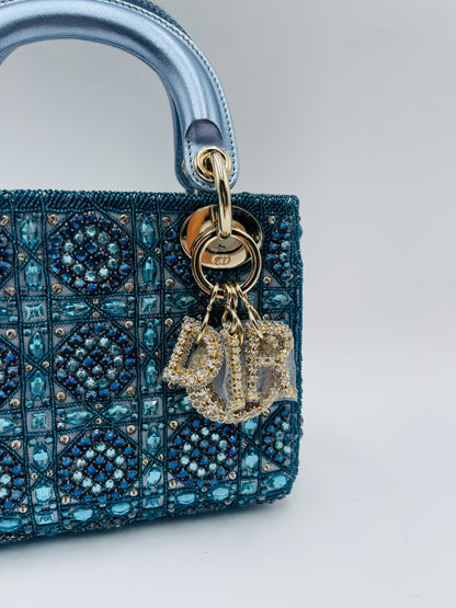 Rare Mini Lady Dior Beaded, blue