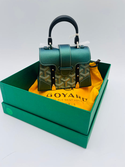 Goyard Saigon Wooden Top Handle Mini Shoulder bag, Iridescent Pine Green