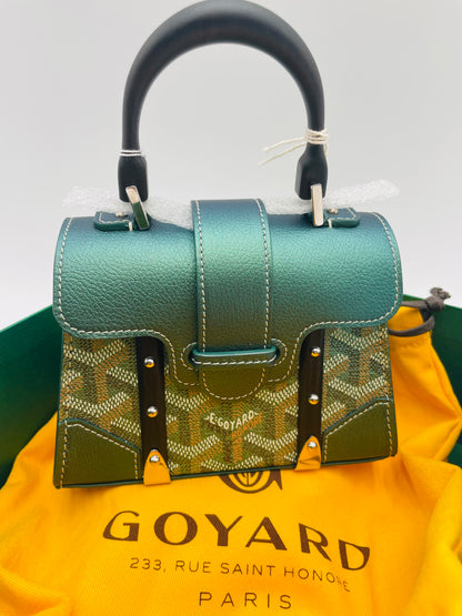 Goyard Saigon Wooden Top Handle Mini Shoulder bag, Iridescent Pine Green