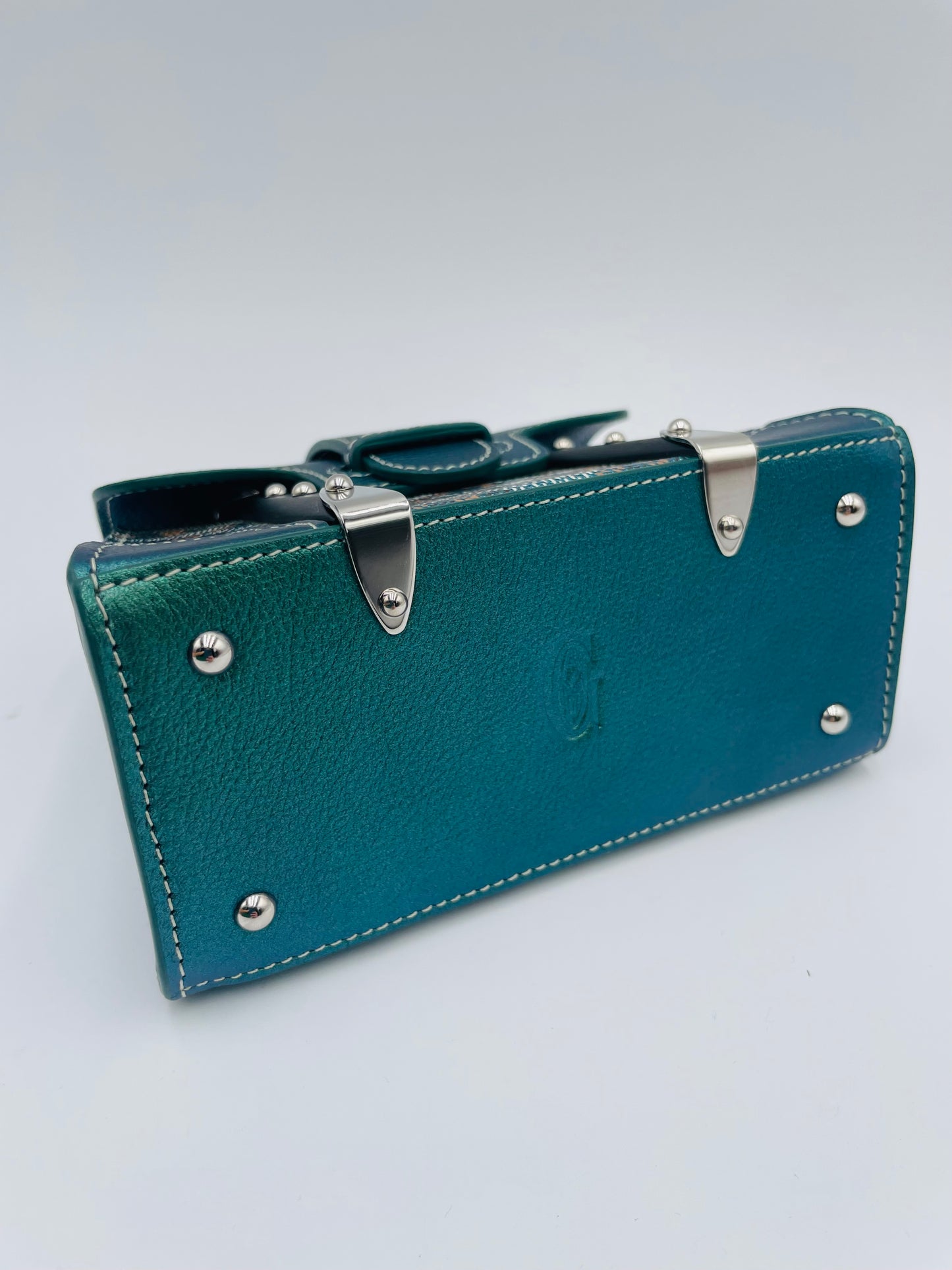 Goyard Saigon Wooden Top Handle Mini Shoulder bag, Iridescent Pine Green