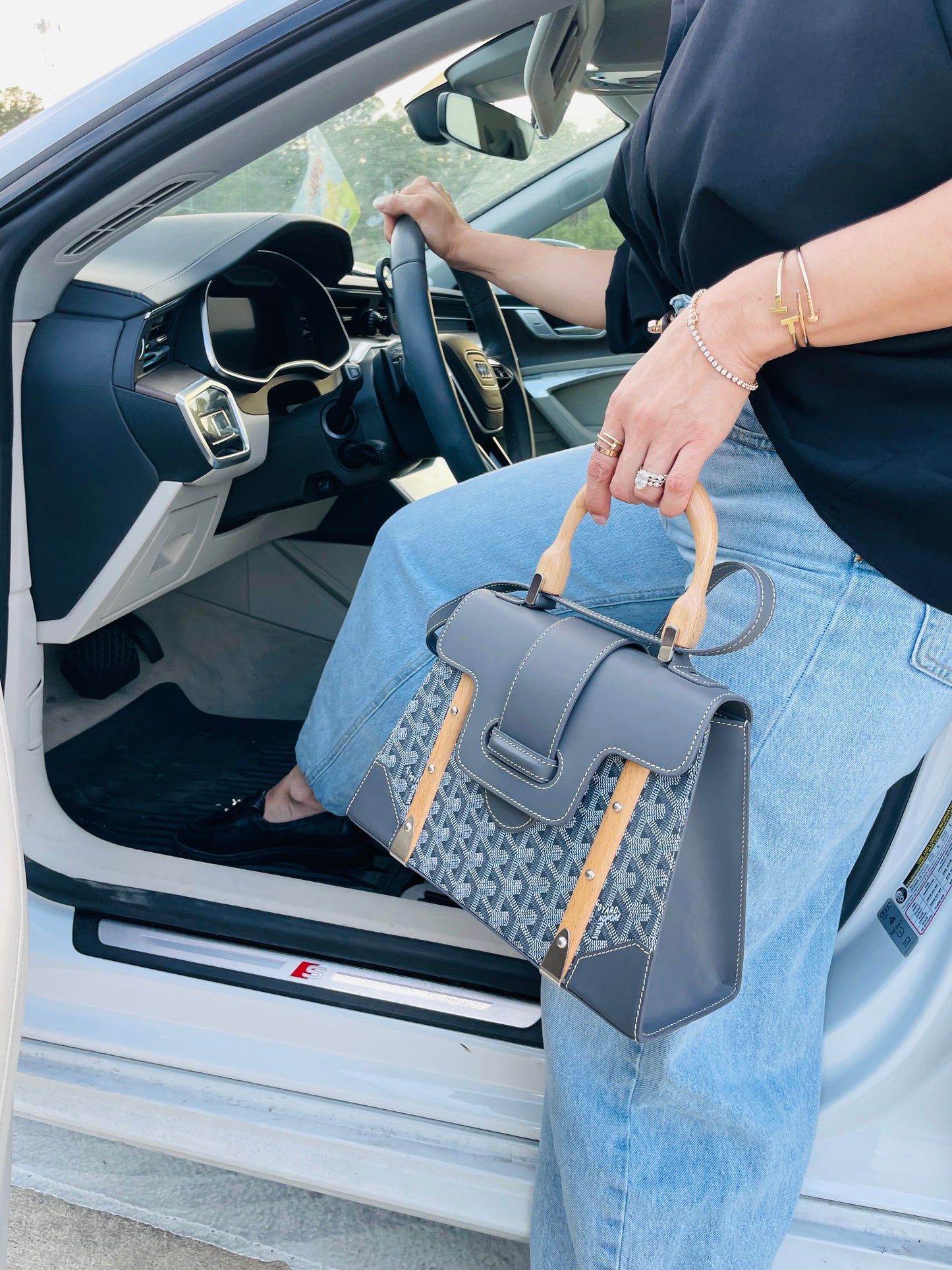 Goyard Saigon Structure Top Handle Bag, Grey