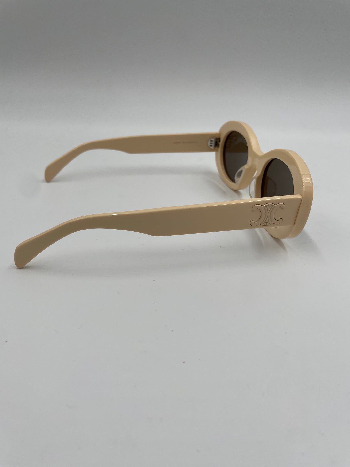 Celine Triomphe Oval Sunglasses, Ivory