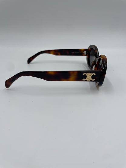 Celine Triomphe Oval Sunglasses, Blonde Havana