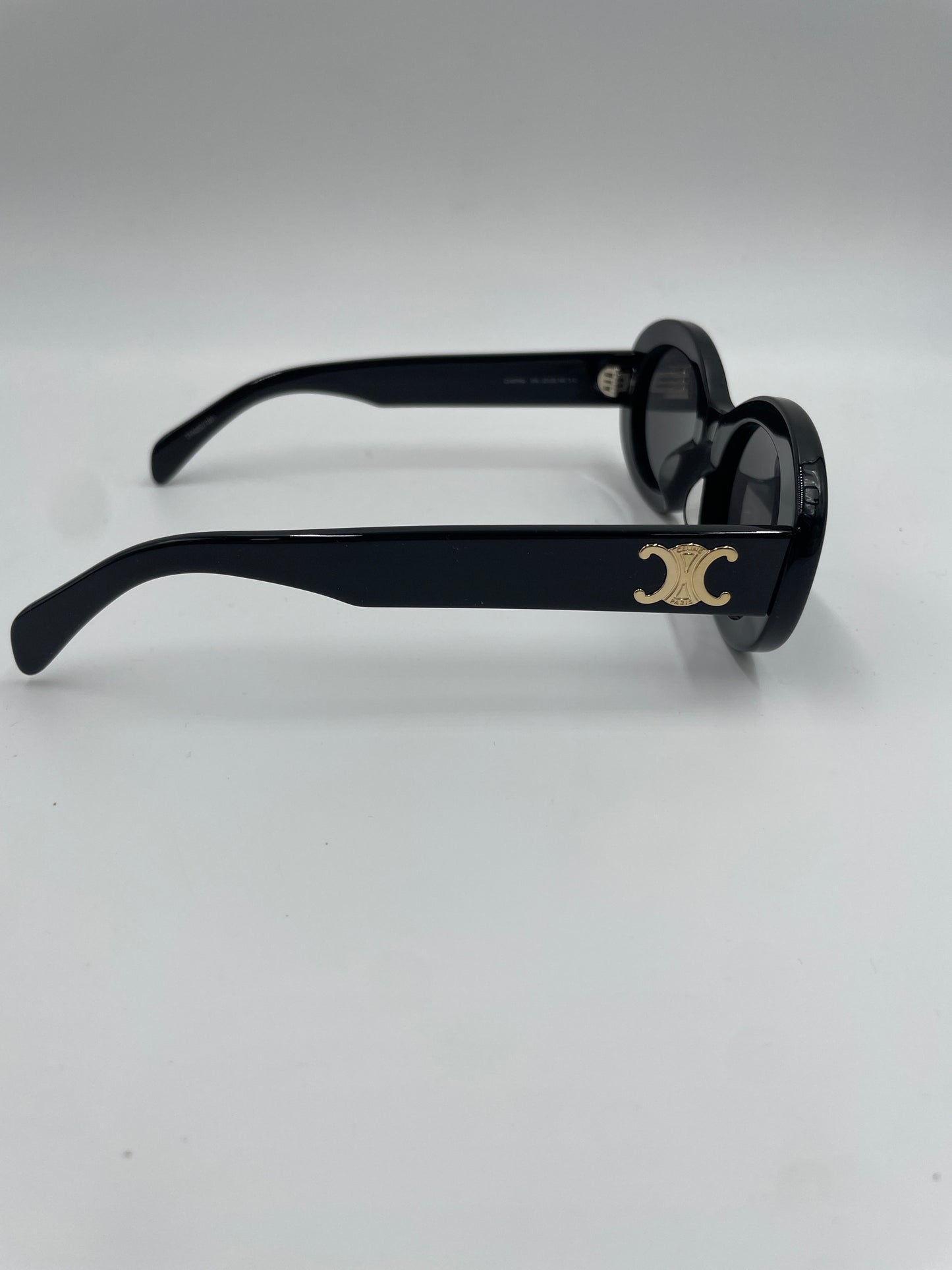 Celine Triomphe Oval Sunglasses, Black