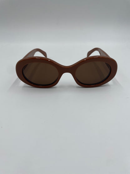 Celine Triomphe Oval Sunglasses, Camel