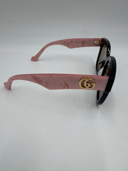 Gucci Black/Pink Rectangular Frame Sunglasses