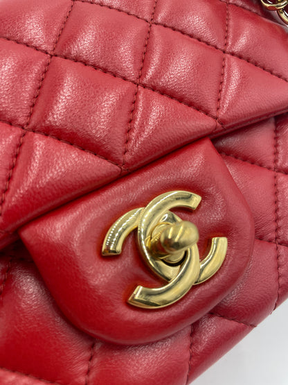 Chanel Lambskin Mini Square Flap Bag, Red