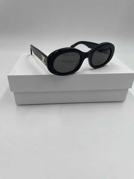 Celine Triomphe Oval Sunglasses, Black