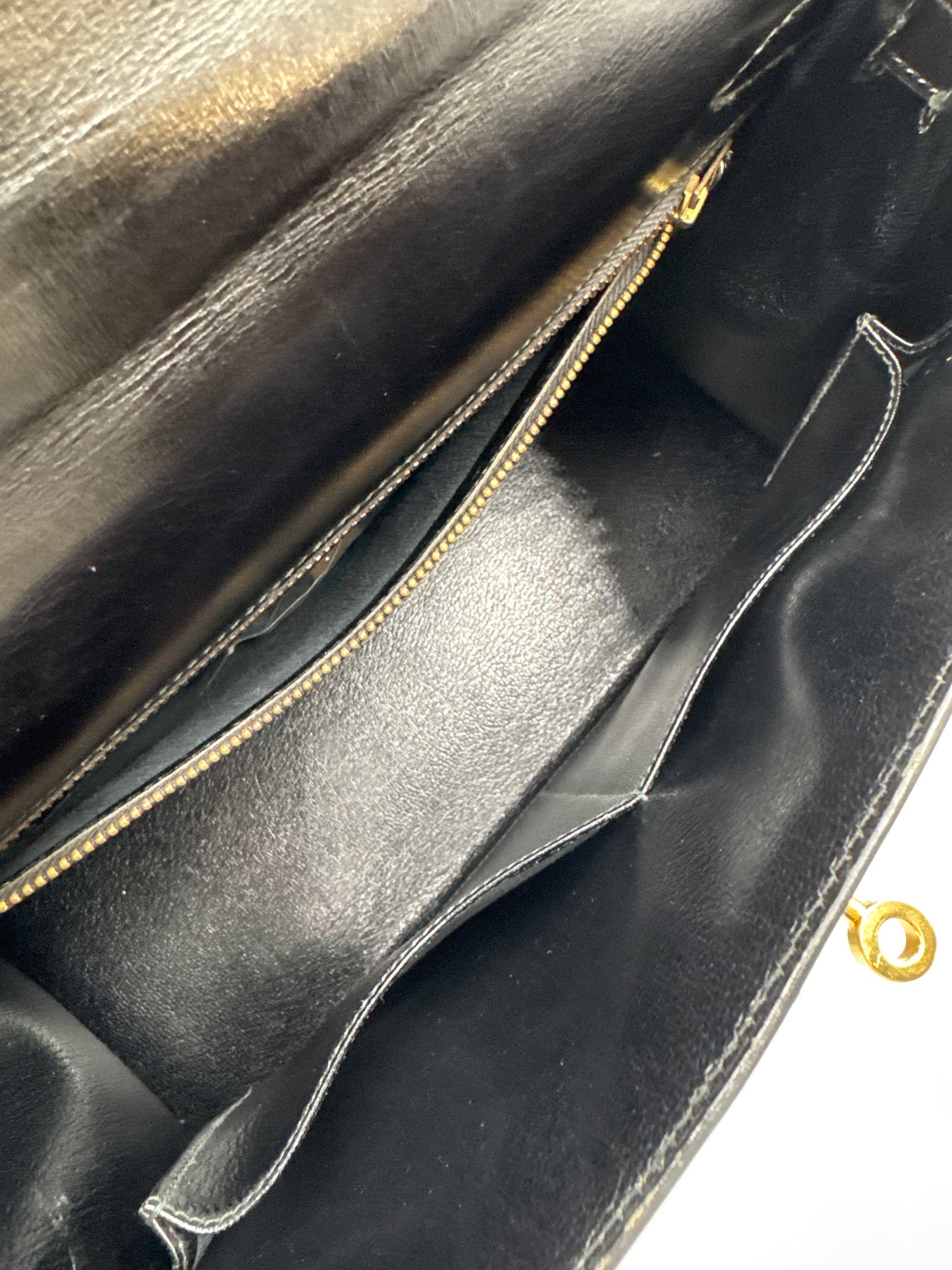 Hermes 1990 Kelly Black Box 32 Bag, Black