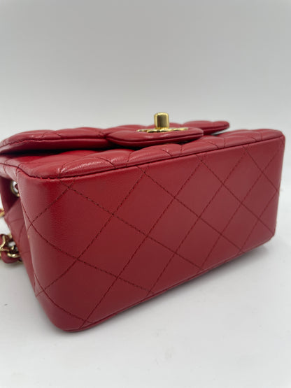 Chanel Lambskin Mini Square Flap Bag, Red