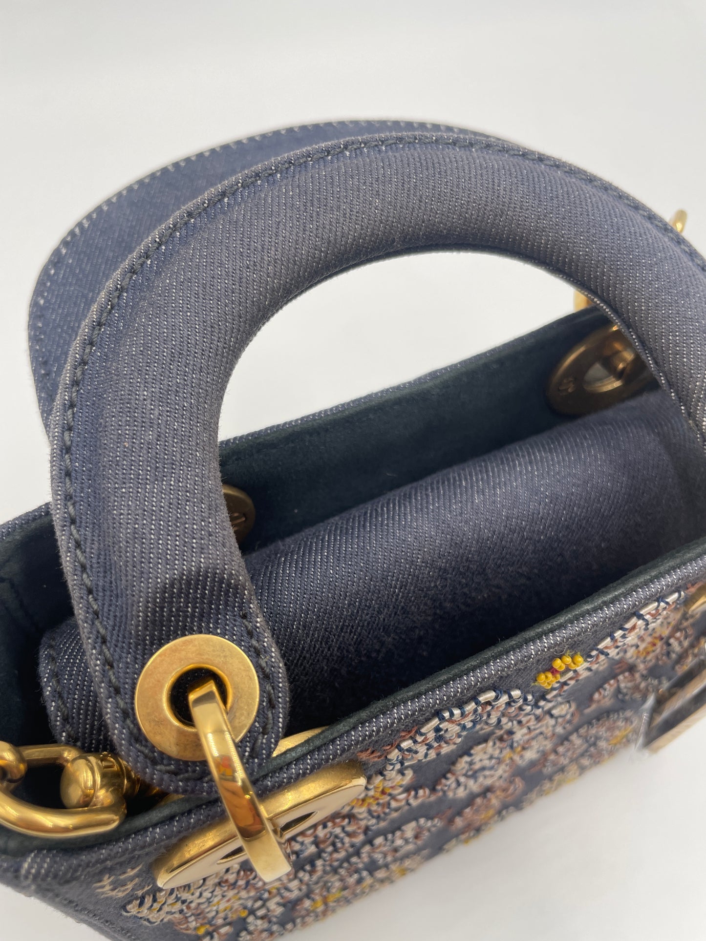 Dior Mini Lady Dior Denim Embroidered Beaded