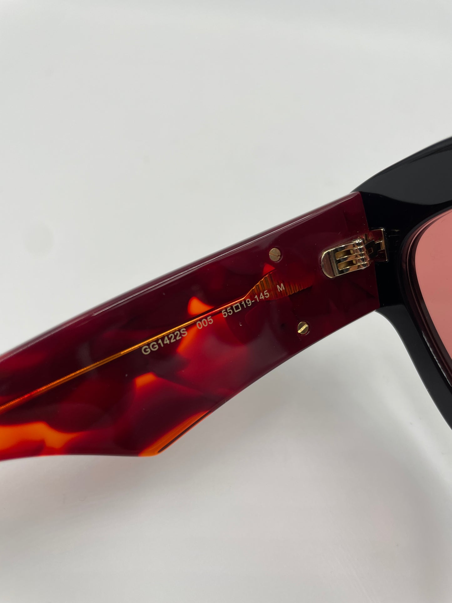 Gucci Black/Red Rectangular Frame Sunglasses