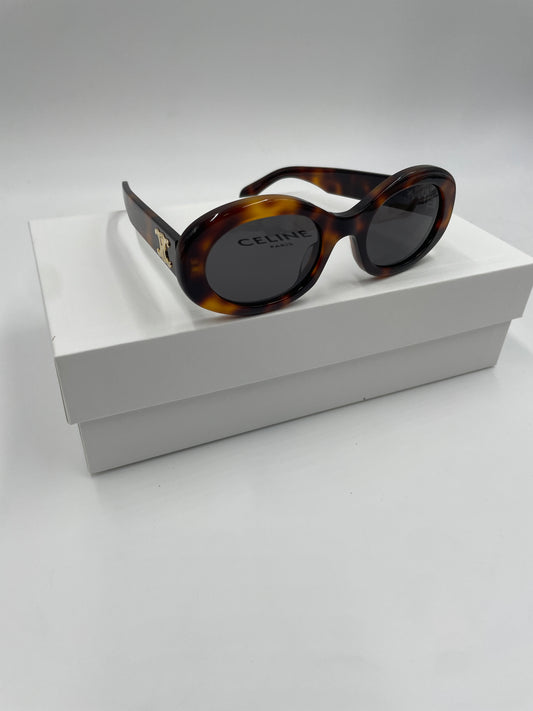 Celine Triomphe Oval Sunglasses, Blonde Havana