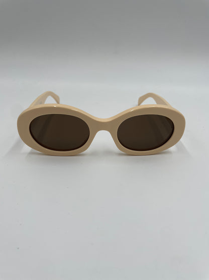 Celine Triomphe Oval Sunglasses, Ivory